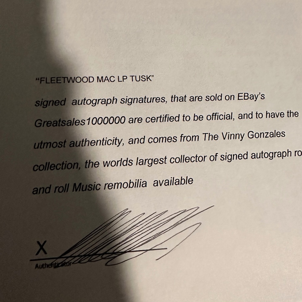 Fleetwood Mac TUSK album with ALL 5 signatures including Christi McVie